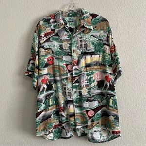 Reyn Spooner Shirt Men L University Georgia Bulldogs UGA Hawaiian Print Football